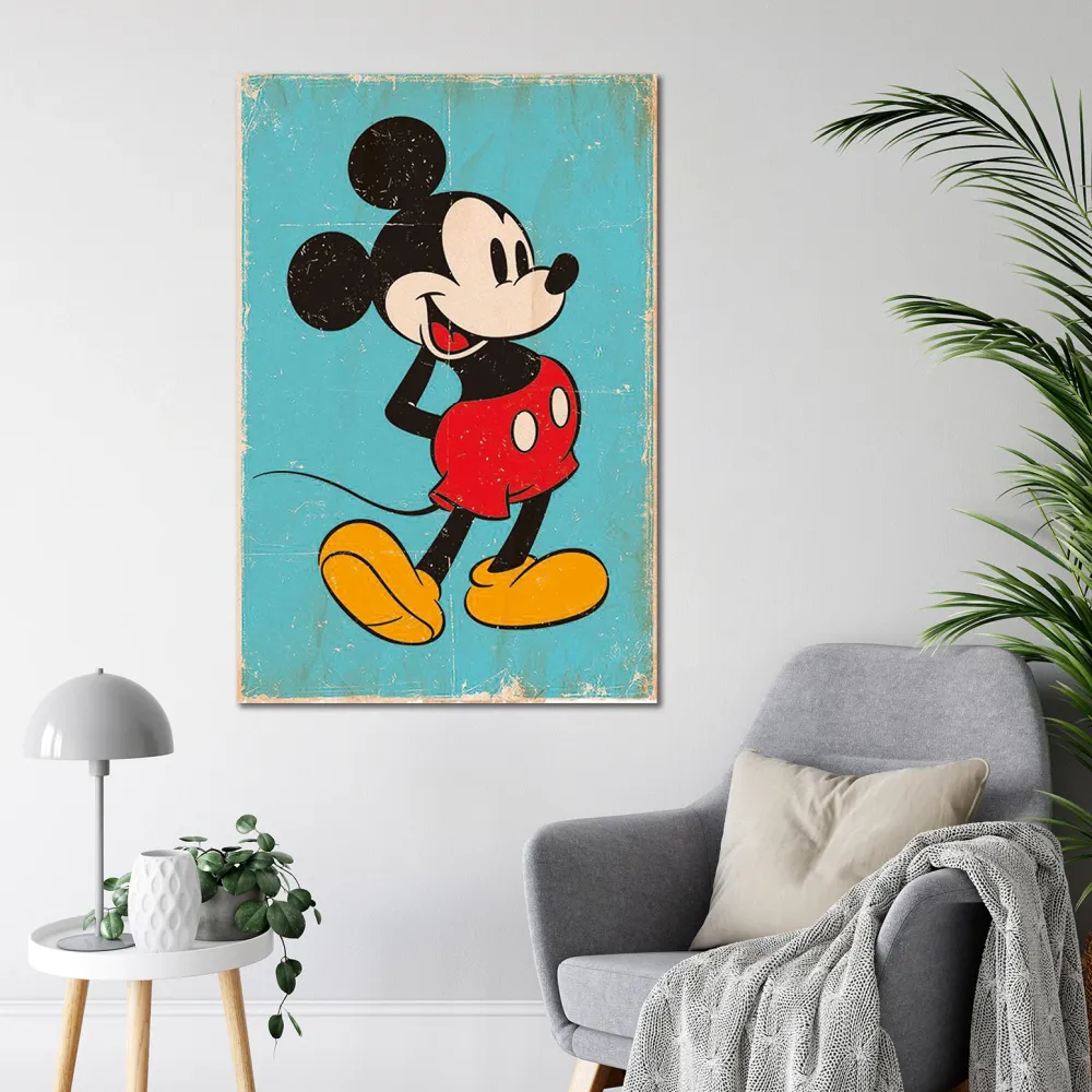 Affiche Mickey Mouse rétro bleu
