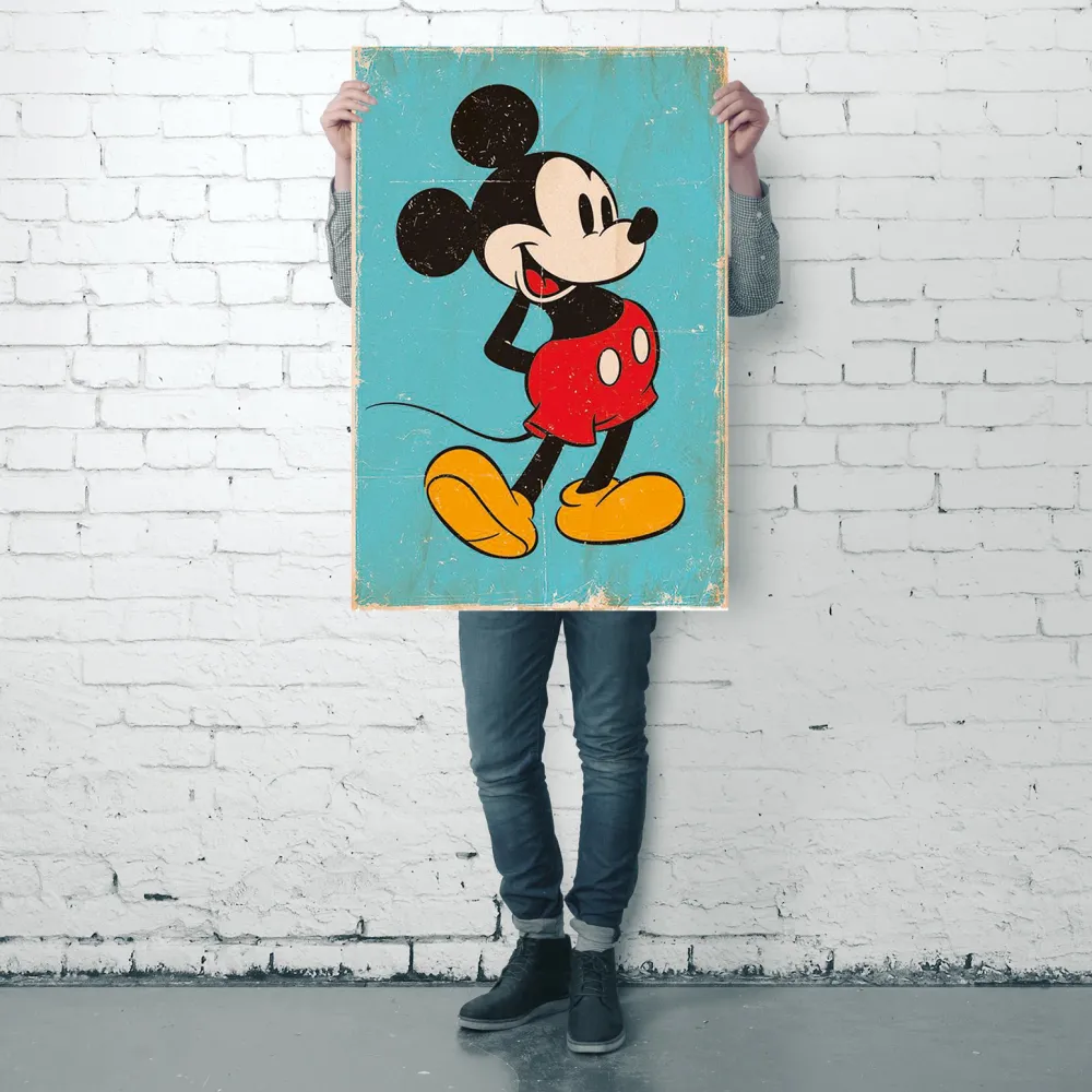 Affiche Mickey Mouse rétro bleu