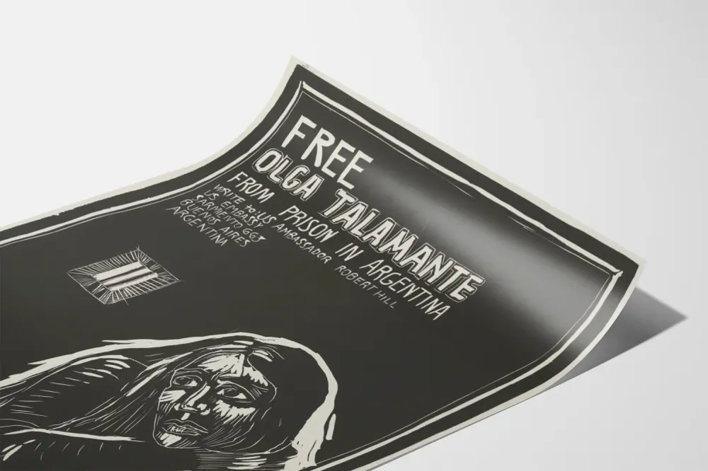 Affiche militante libération Olga Talamante Argentine