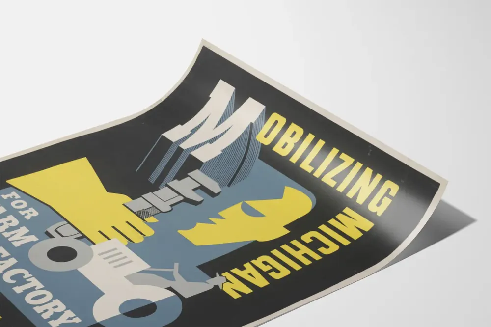 Affiche Mobilizing Michigan pour Ferme et Usine - Décoration Murale Vintage Industrielle