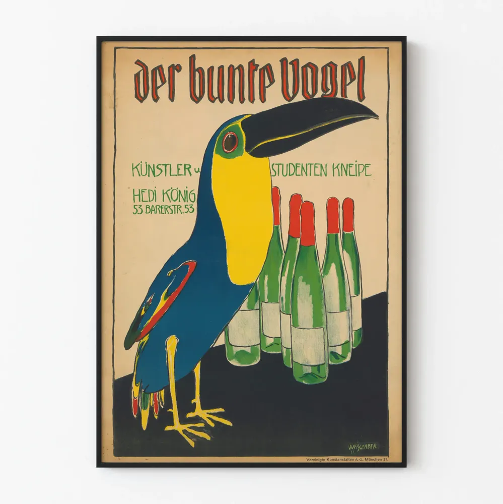Affiche murale Der Bunte Vogel - Design coloré et vintage pour décoration artistique