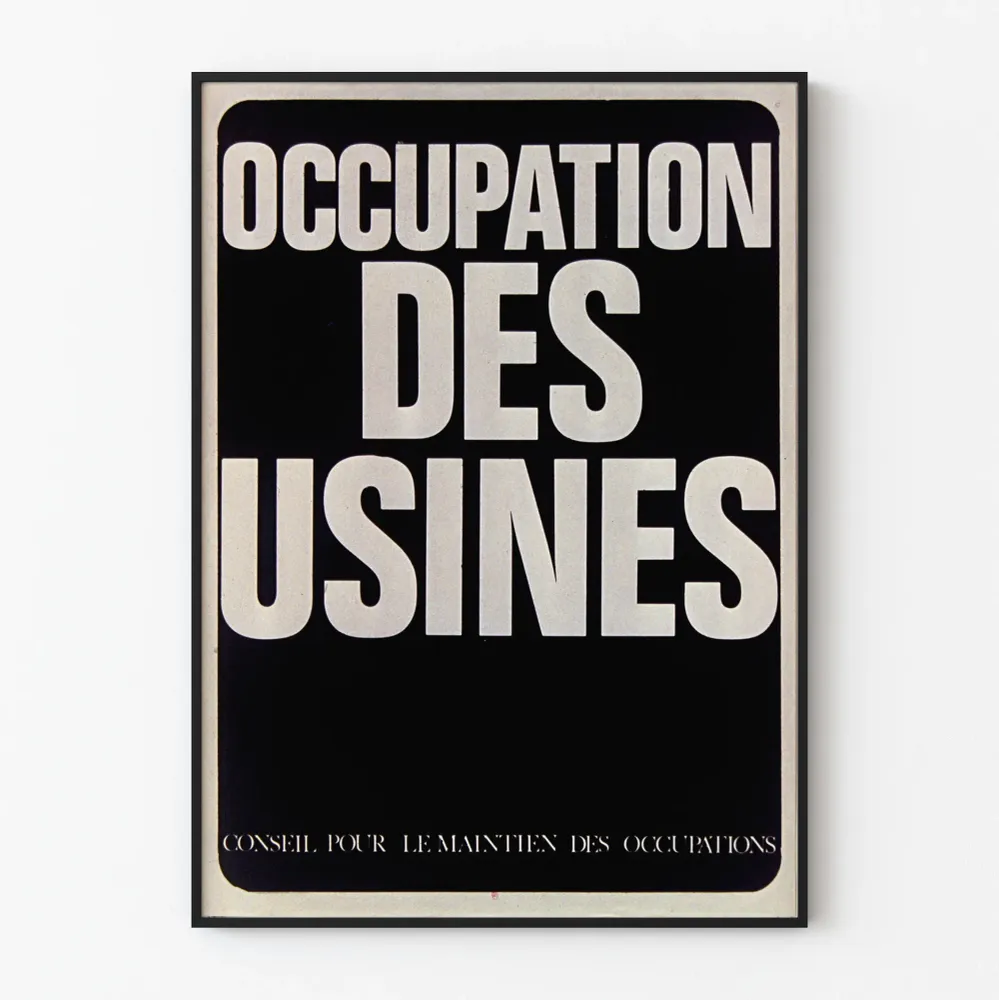Affiche murale occupation des usines design vintage