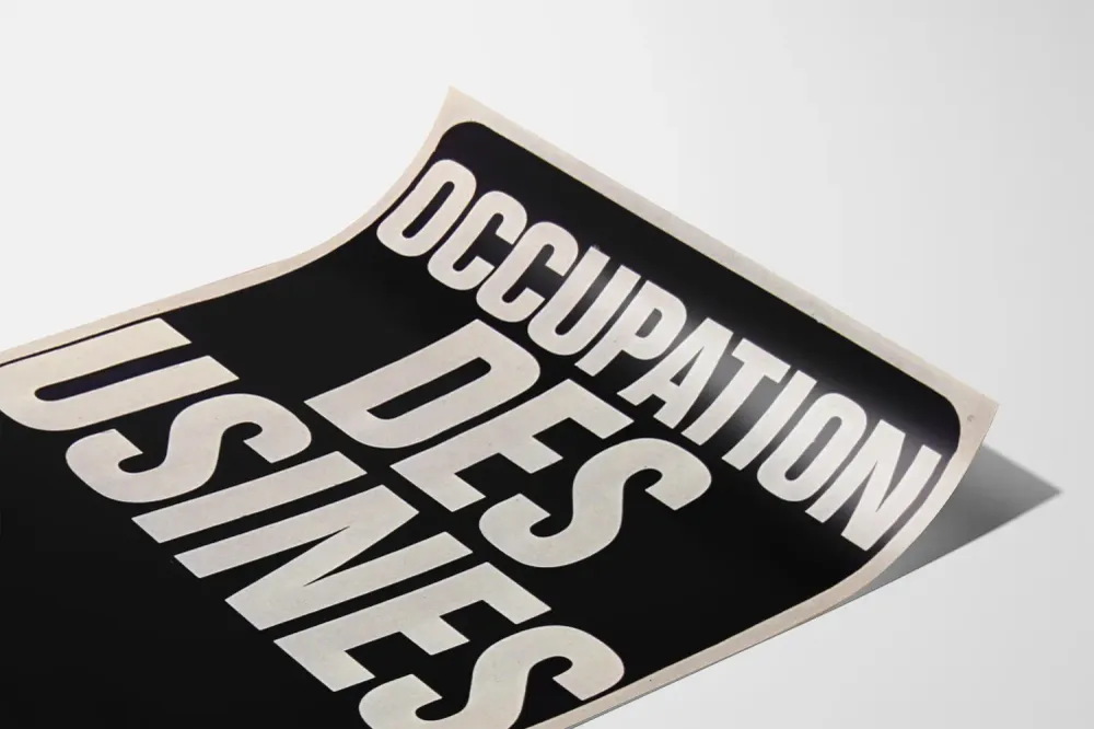 Affiche murale occupation des usines design vintage