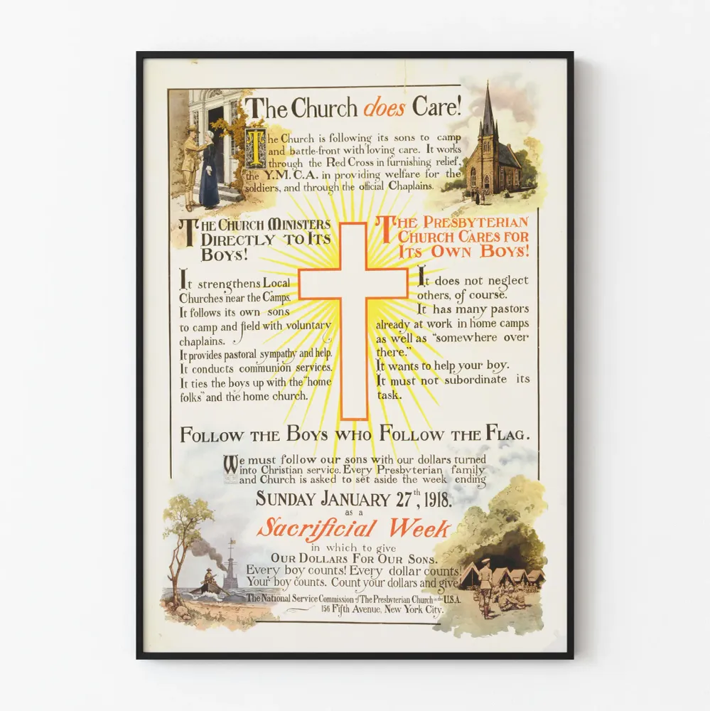 Affiche murale vintage La Solidarité de l'Église au front