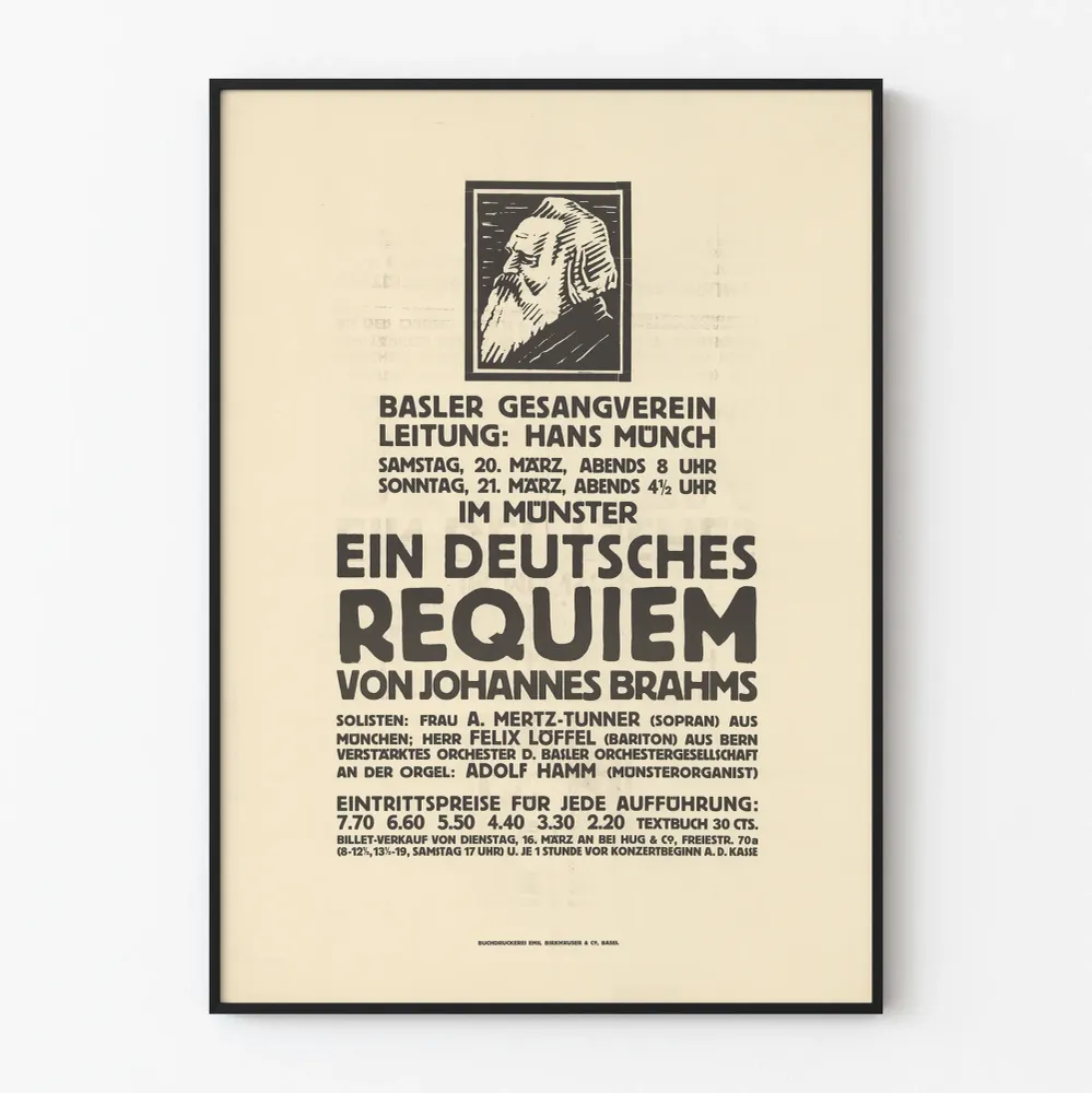Affiche musicale vintage Requiem allemand de Johannes Brahms