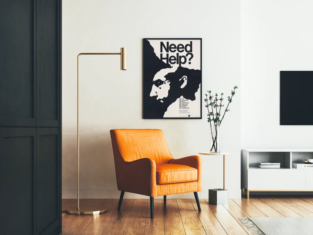 Affiche Need Help? - Décoration murale engagée pour l'action communautaire