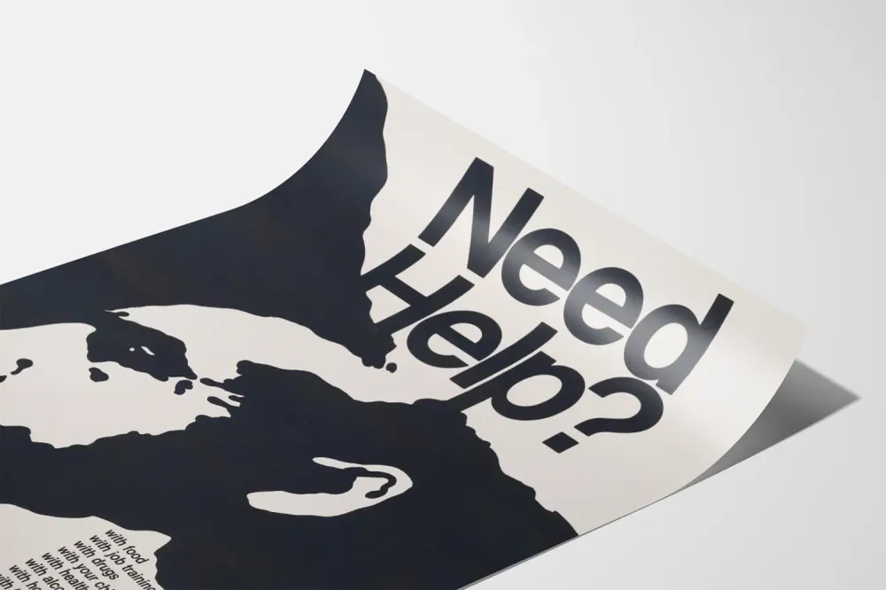 Affiche Need Help? - Décoration murale engagée pour l'action communautaire