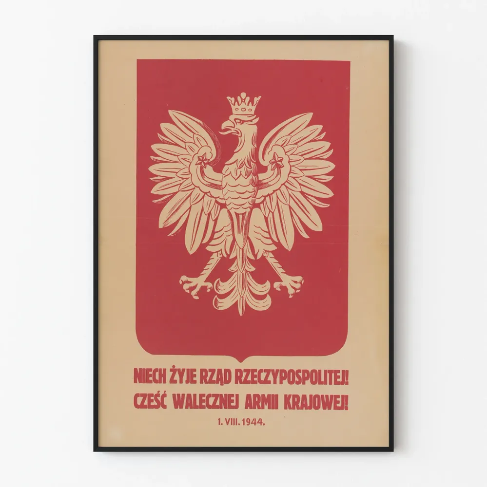 Affiche patriotique polonaise avec aigle couronné et texte historique