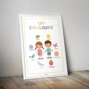 Affiche pédagogique Les couleurs - Poster décoration chambre