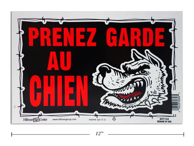 Affiche 8 po x 12 po prenez garde au chien