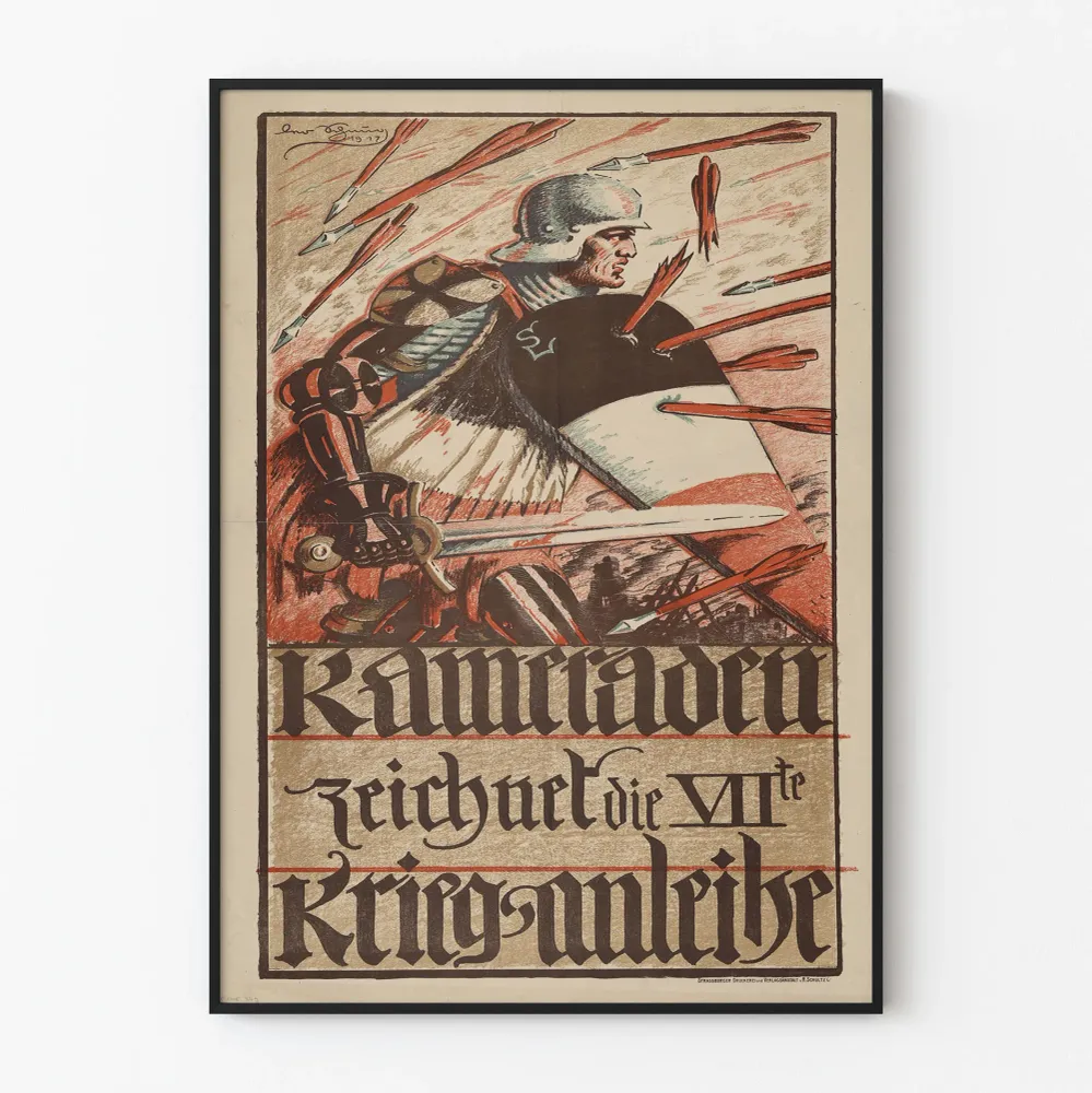Affiche de propagande militaire allemande de 1917 - Poster historique décoratif