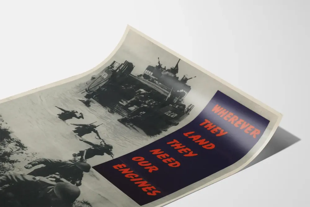Affiche de Propagande Militaire - Wherever They Land They Need Our Engines