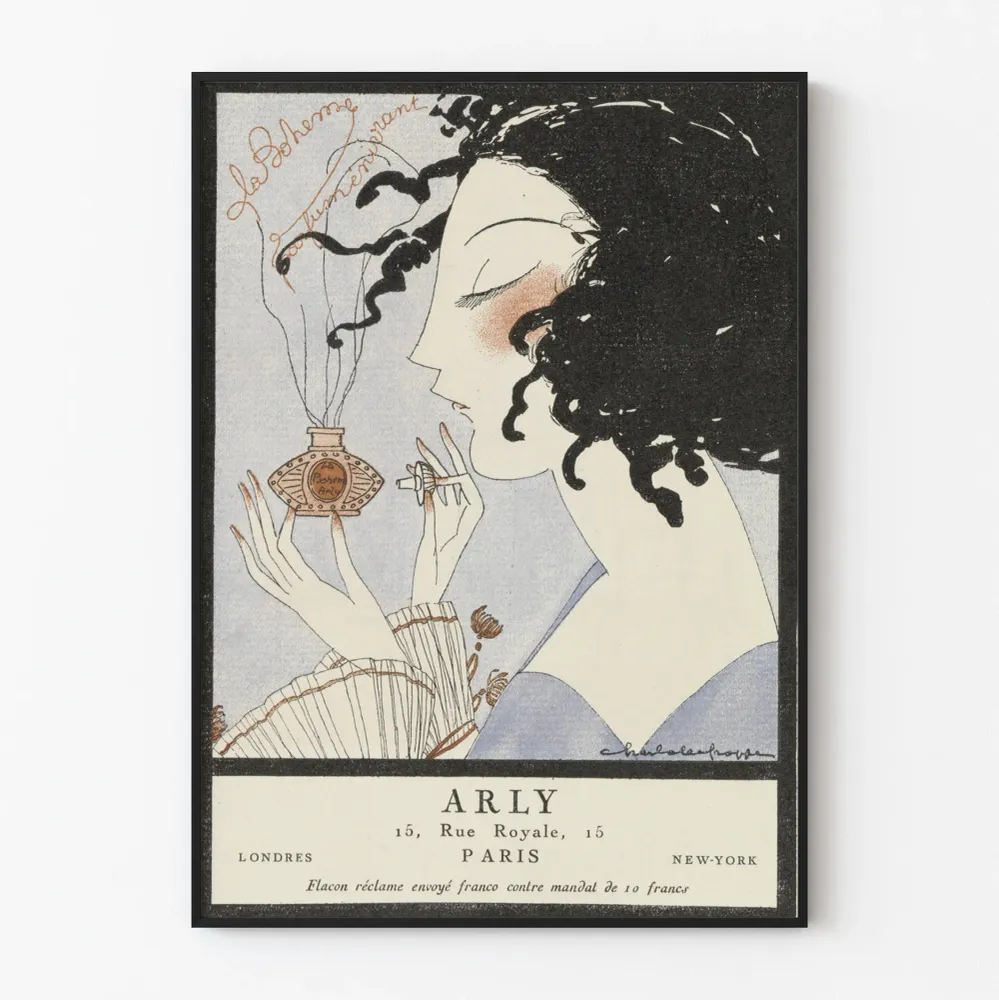 Affiche publicitaire vintage ARLY parfum Bohème