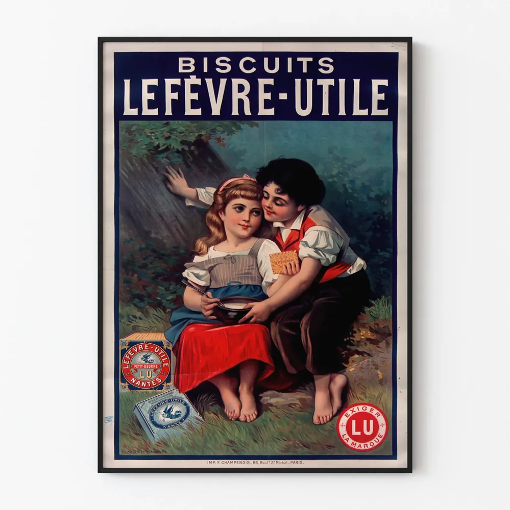 Affiche publicitaire vintage Biscuits Lefèvre-Utile