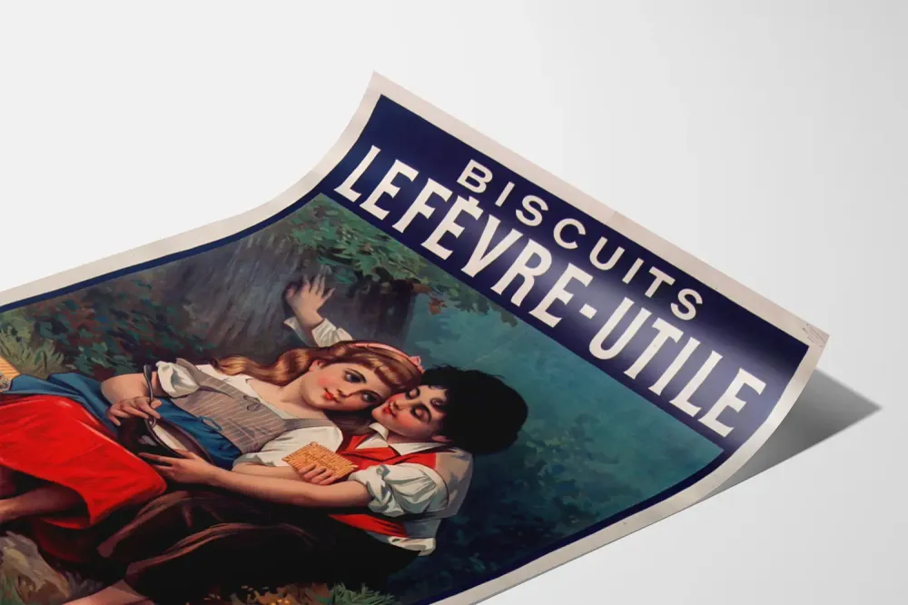 Affiche publicitaire vintage Biscuits Lefèvre-Utile