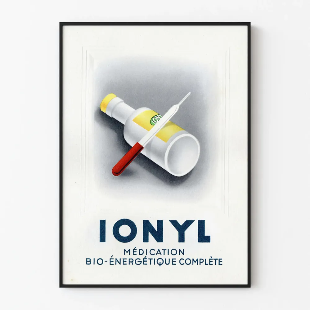 Affiche publicitaire vintage Ionyl Médication Bio-énergétique
