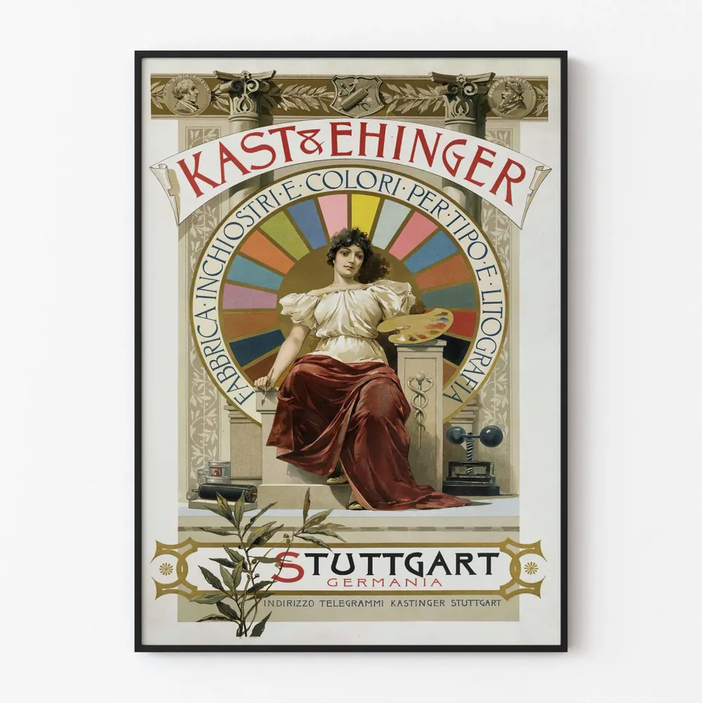 Affiche publicitaire vintage Kast & Ehinger Stuttgart