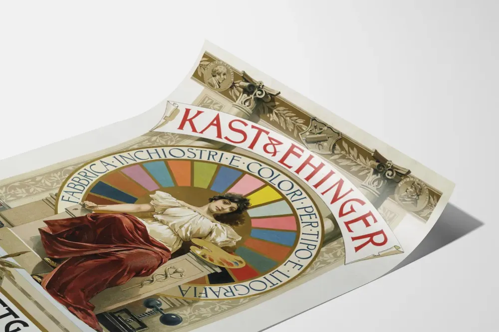 Affiche publicitaire vintage Kast & Ehinger Stuttgart