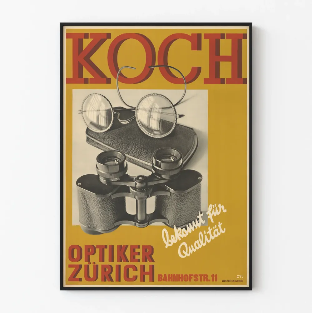 Affiche Publicitaire Vintage Opticien Koch Zurich Qualité