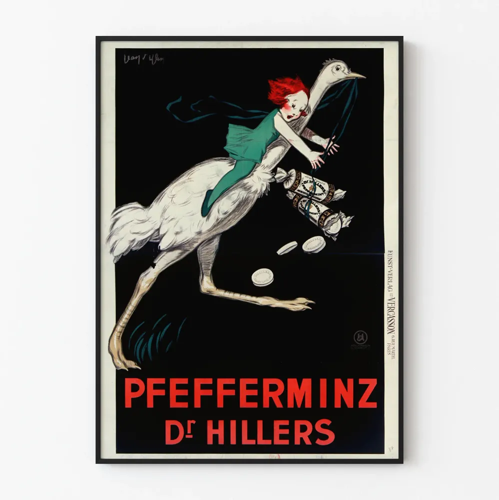 Affiche publicitaire vintage Pfefferminz Dr Hillers