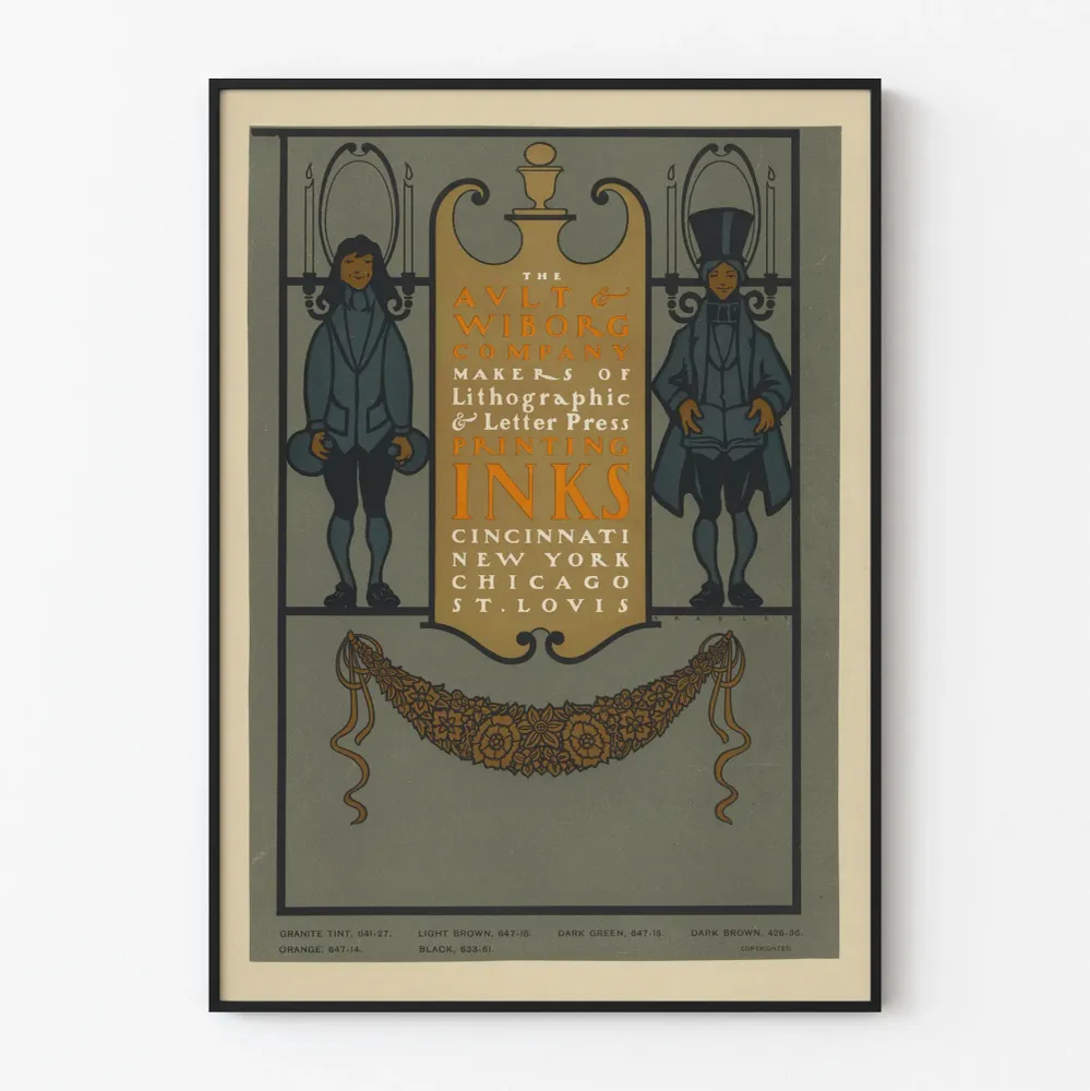 Affiche publicitaire vintage pour encres d'impression Ault & Wiborg