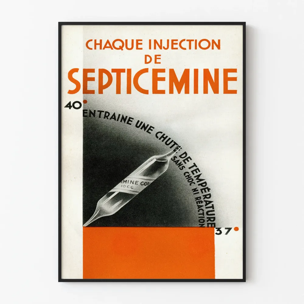 Affiche publicitaire vintage Septicemina injection
