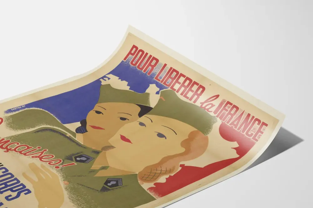 Affiche de recrutement Corps Féminin des Transmissions - Pour libérer la France