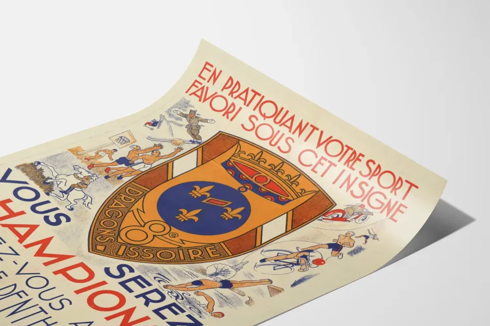 Affiche de recrutement militaire 8e Dragons Isssoire - décoration murale vintage sportive