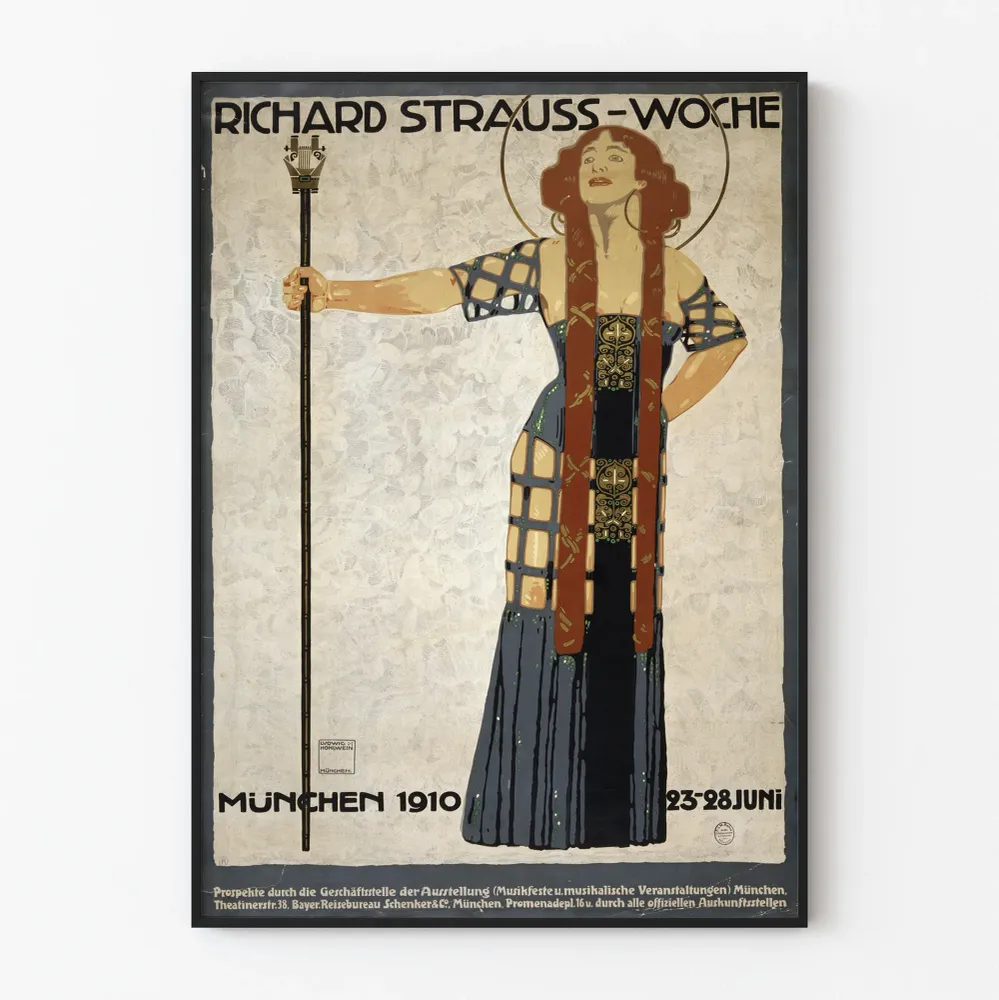 Affiche Richard Strauss Woche Munich 1910 - Décoration murale vintage