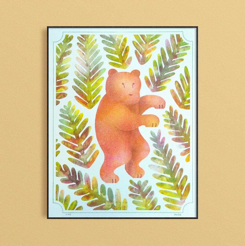 Affiche risographie 'Ours'