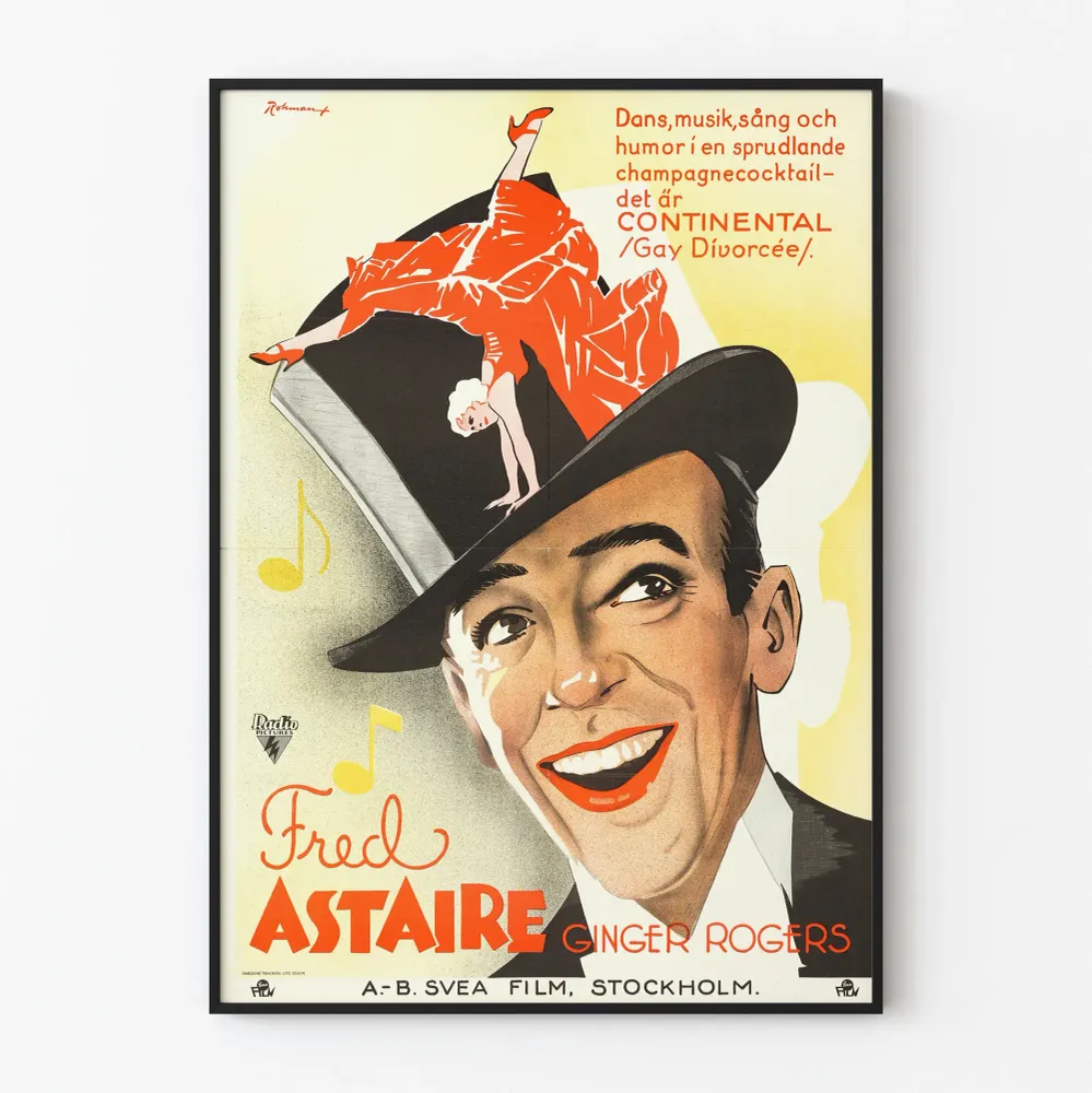 Affiche rétro Gay Divorcee avec Fred Astaire et Ginger Rogers