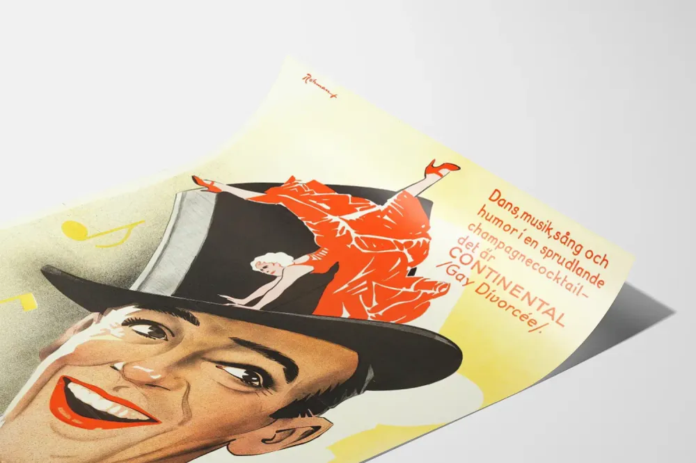 Affiche rétro Gay Divorcee avec Fred Astaire et Ginger Rogers