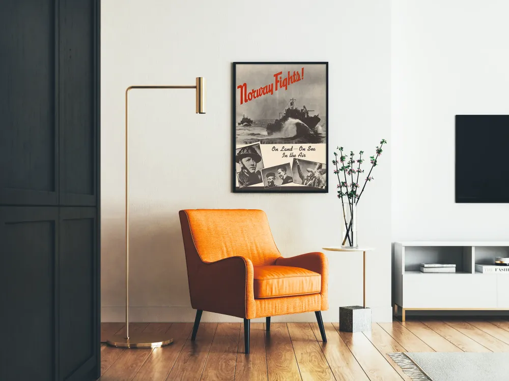 Affiche rétro Norvège combats terre mer air