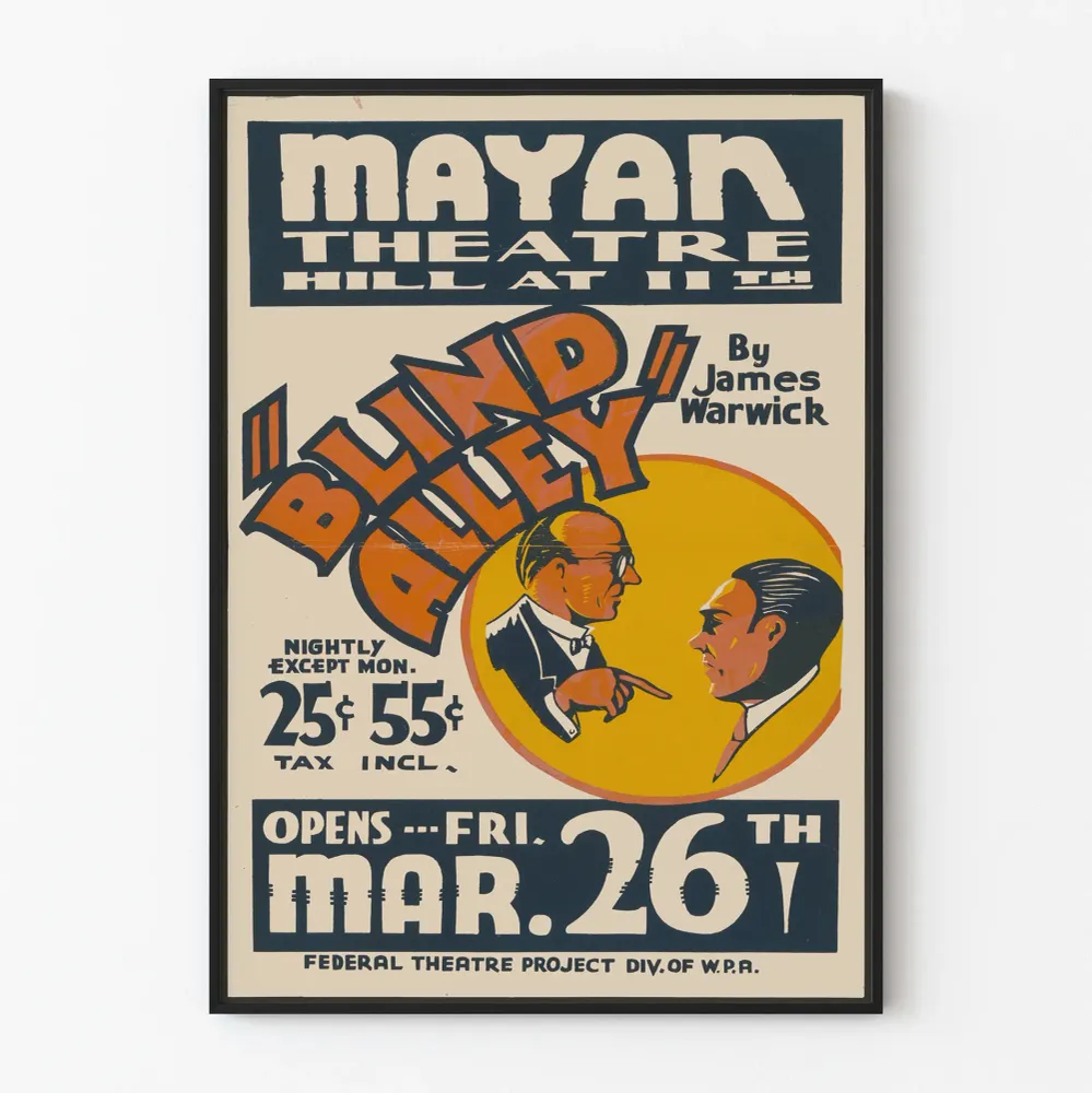 Affiche rétro théâtre Blind Alley Mayan Theatre