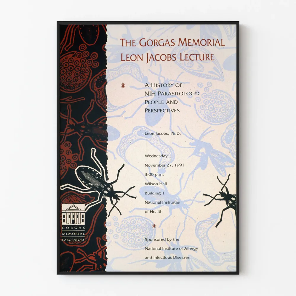 Affiche scientifique vintage sur la parasitologie NIH - Conférence Léon Jacobs