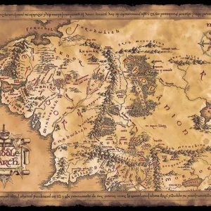 Affiche du Seigneur des Anneaux - Carte de la Terre du Milieu (Sombre)