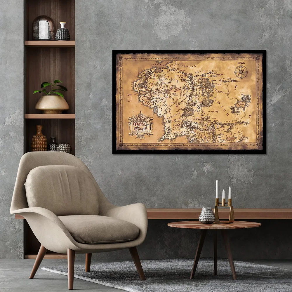 Affiche du Seigneur des Anneaux - Carte de la Terre du Milieu (Sombre)