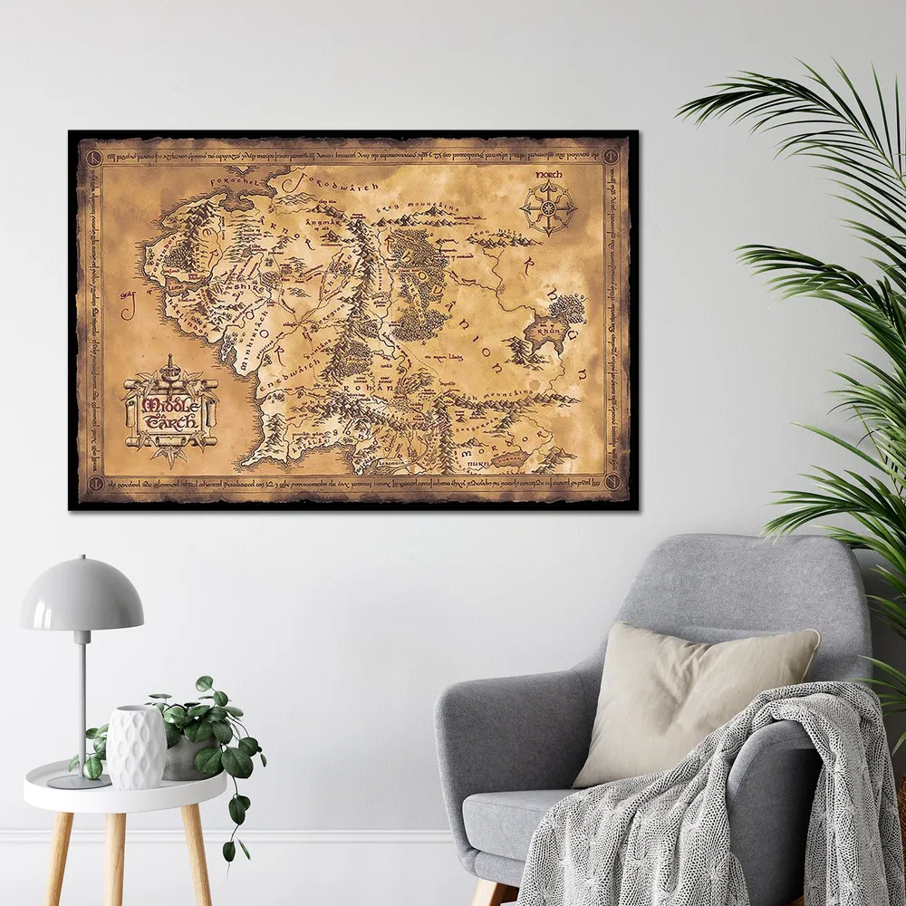 Affiche du Seigneur des Anneaux - Carte de la Terre du Milieu (Sombre)