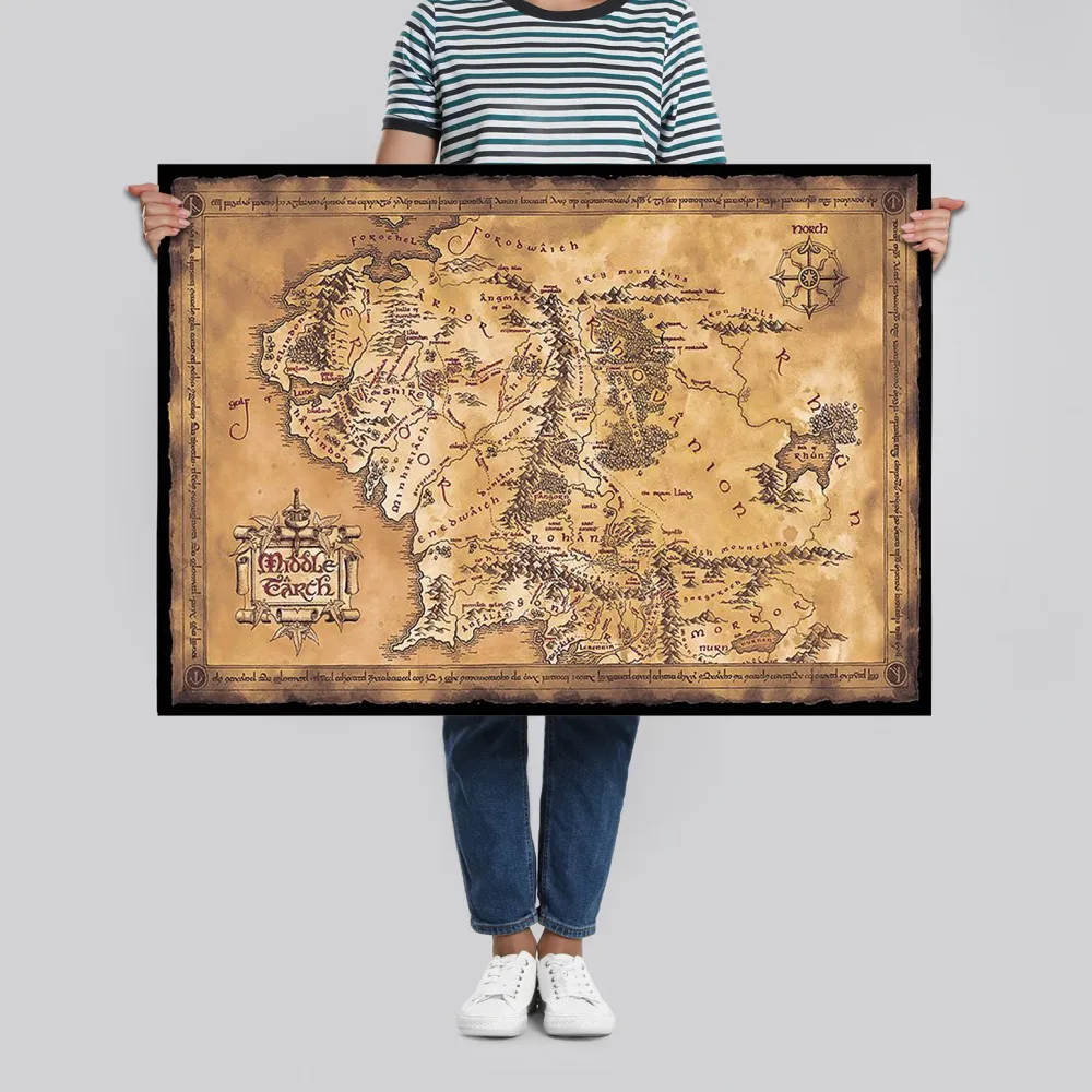 Affiche du Seigneur des Anneaux - Carte de la Terre du Milieu (Sombre)
