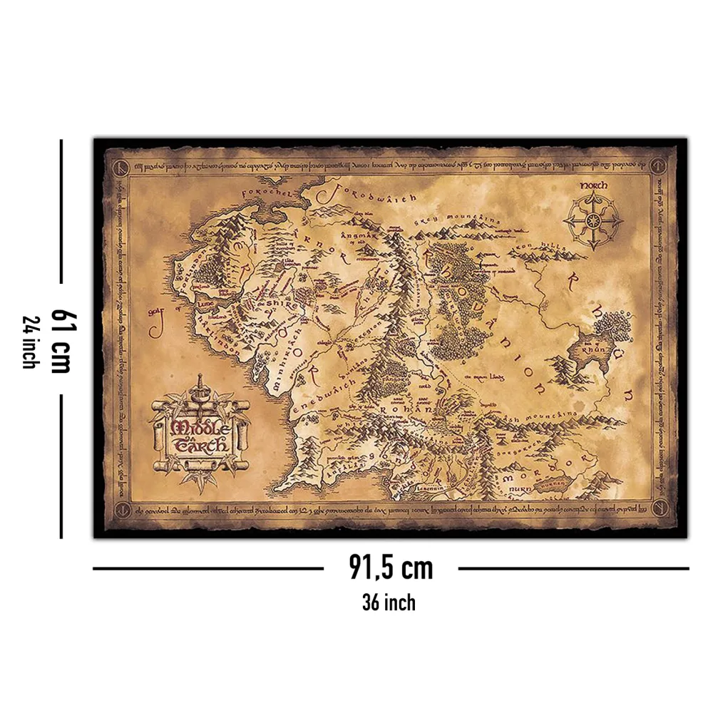 Affiche du Seigneur des Anneaux - Carte de la Terre du Milieu (Sombre)