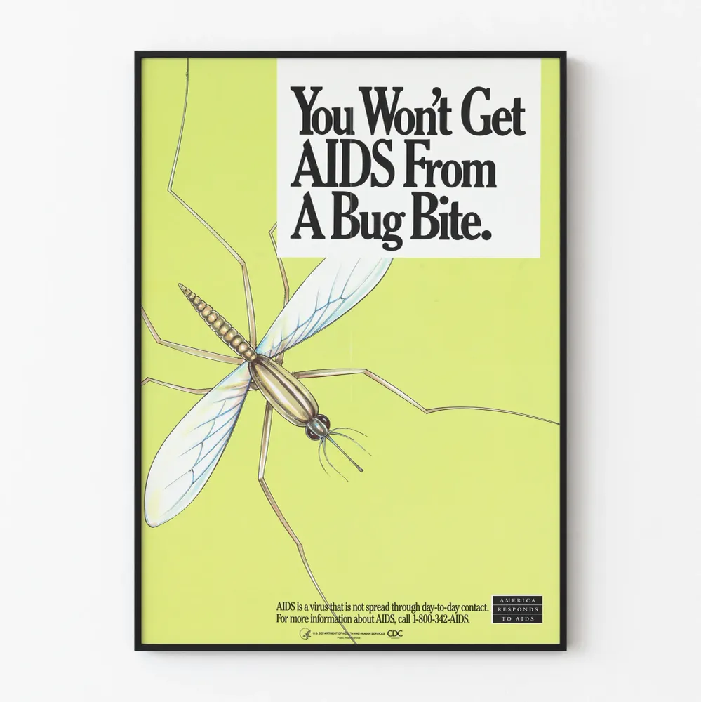 Affiche de sensibilisation You Won't Get AIDS From Bug Bite
