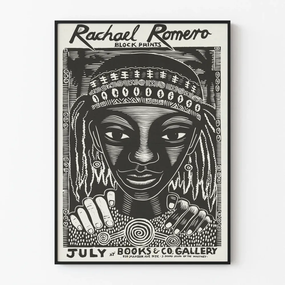 Affiche Sérigraphie Rachael Romero - Style Block Prints Noir et Blanc