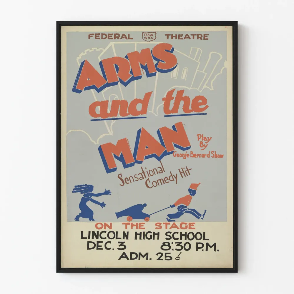 Affiche Théâtrale Arms and Man - Décoration Murale Vintage