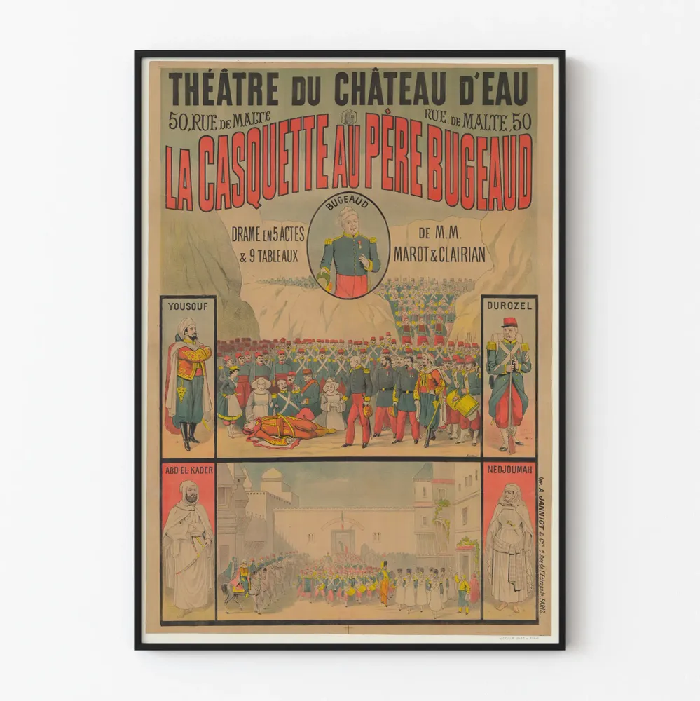 Affiche Théâtre La Casquette au Père Bugeaud - Décoration Murale Vintage