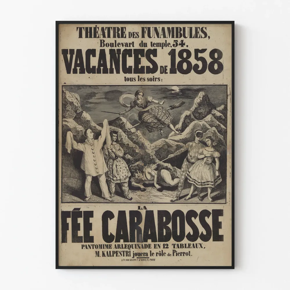 Affiche Théâtre des Funambules Vacances de 1858 - La Fée Carabosse
