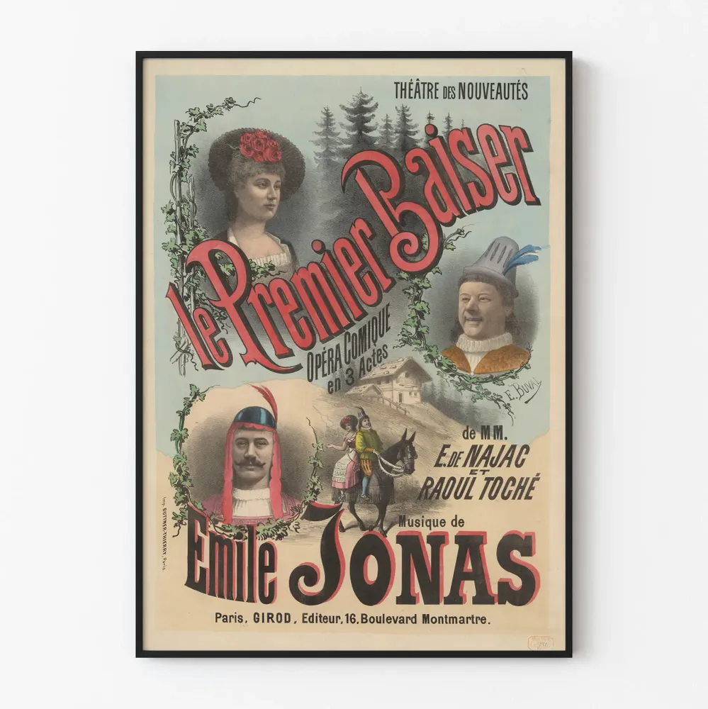 Affiche Théâtre des Nouveautés - Le Premier Baiser opéra comique