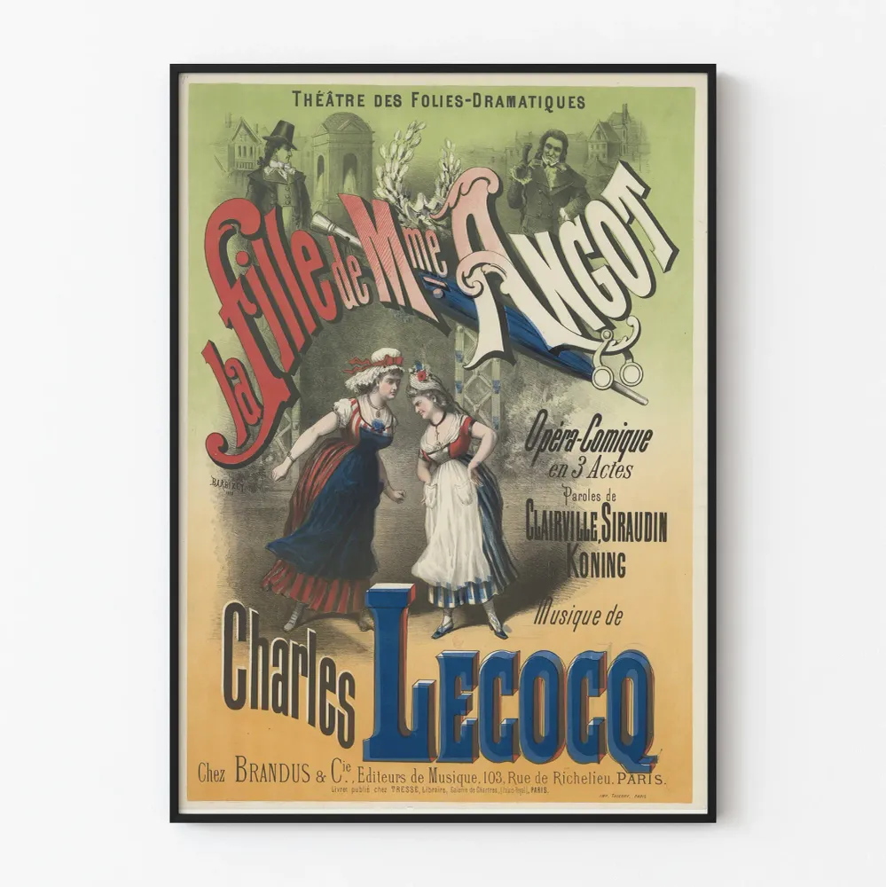 Affiche Théâtre La Fille de Mme Angot - Décoration Murale Vintage