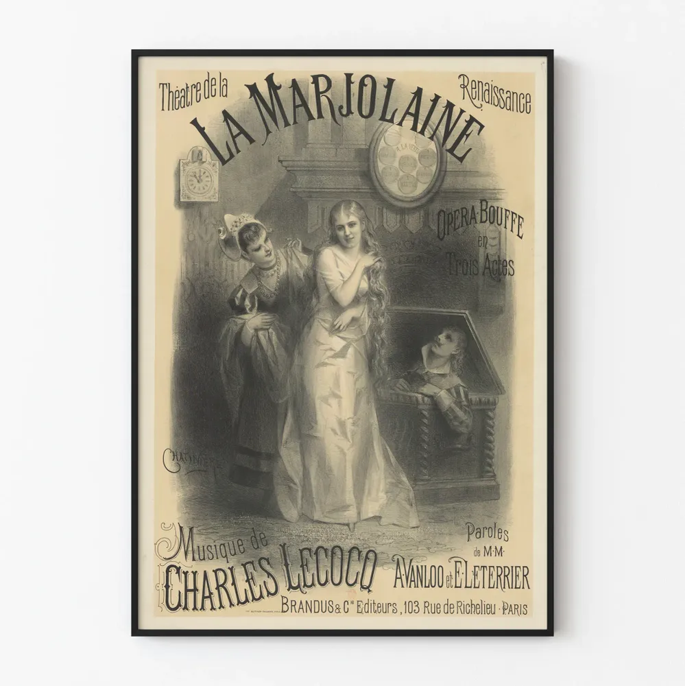 Affiche Théâtre La Marjolaine - Décoration Murale Vintage Théâtre Opéra-Bouffe