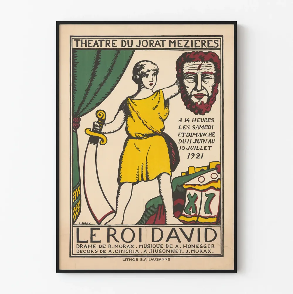 Affiche Théâtre Le Roi David 1921 - Décoration Murale Vintage