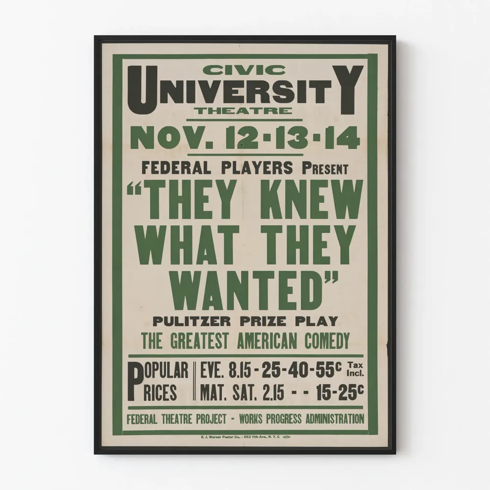 Affiche Théâtre Vintage They Knew What They Wanted